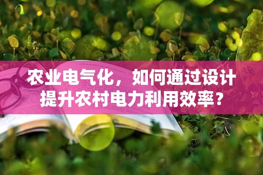 农业电气化，如何通过设计提升农村电力利用效率？