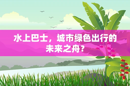 水上巴士，城市绿色出行的未来之舟？