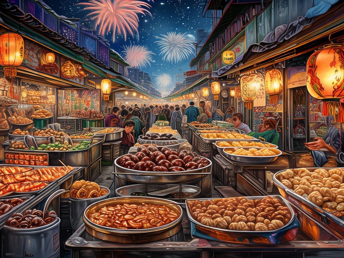 烟火人间，夜市小吃摊的魅力画卷