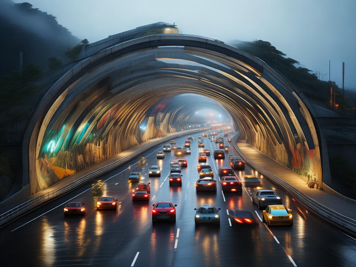 跨海隧道，车辆通行的艺术画卷