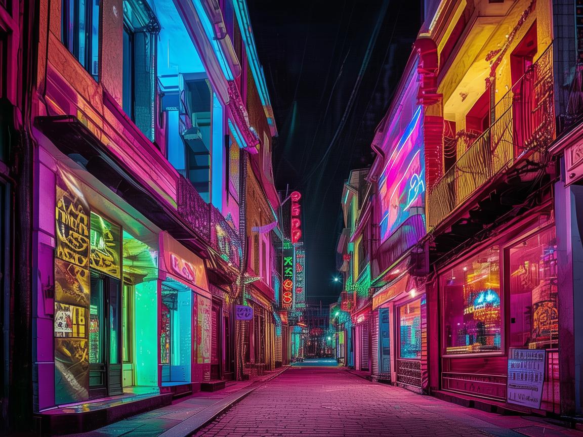 酒吧街霓虹灯，点亮都市夜的魅惑之光