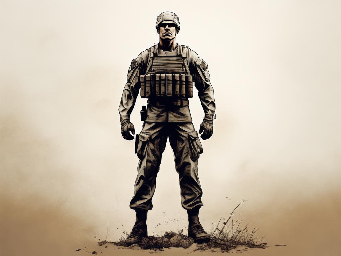 以设计笔触，勾勒士兵坚毅轮廓