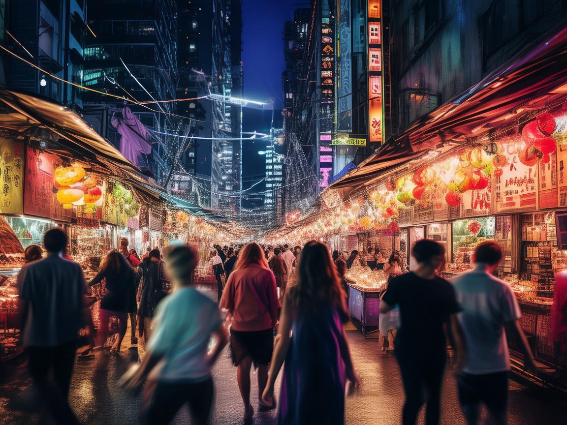 夜市摊，城市夜色中的创意画布