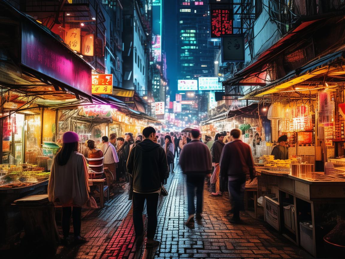 夜市,城市夜色下的创意画布 夜市,城市夜色下的创意画布