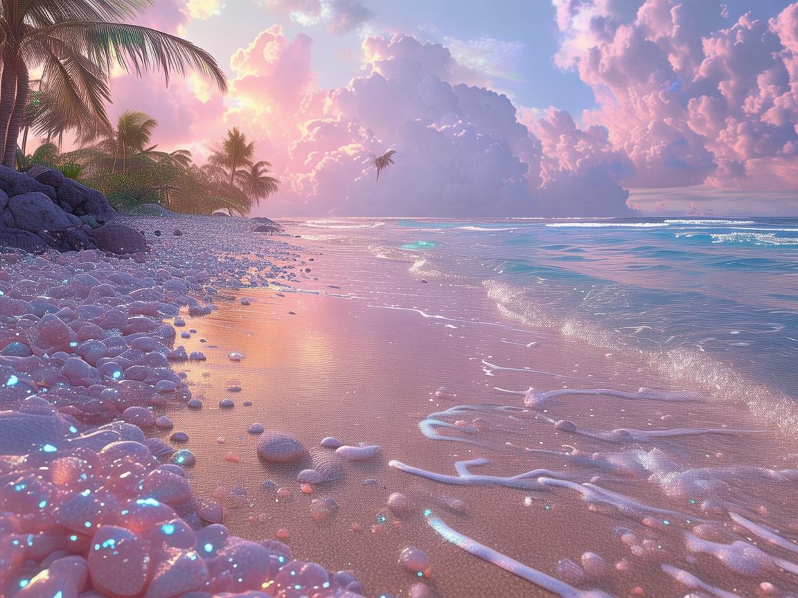 海滩沙滩，自然与创意交织的梦幻之地