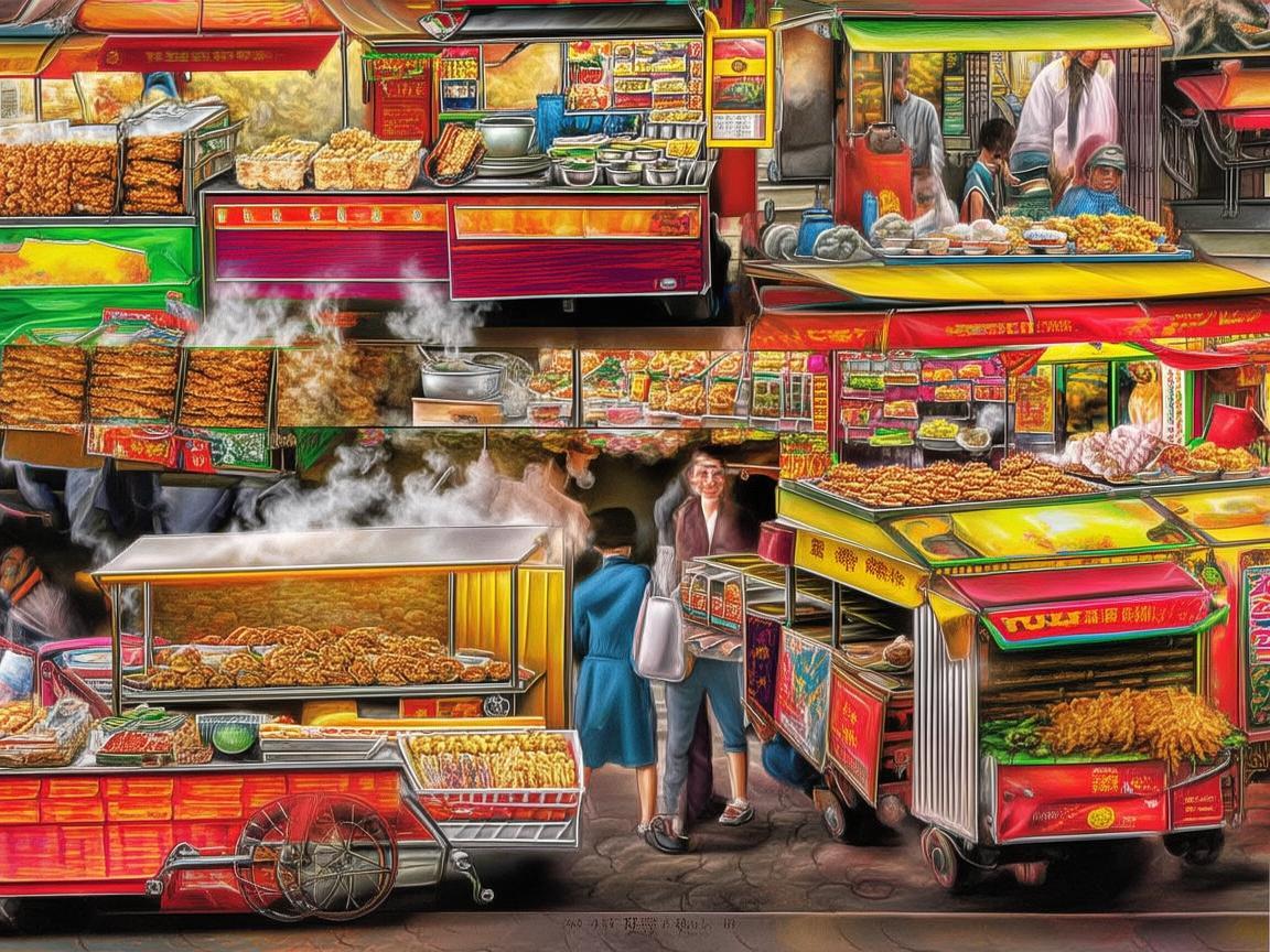 美食街小吃车,流动的味蕾盛宴 美食街小吃车,流动的味蕾盛宴